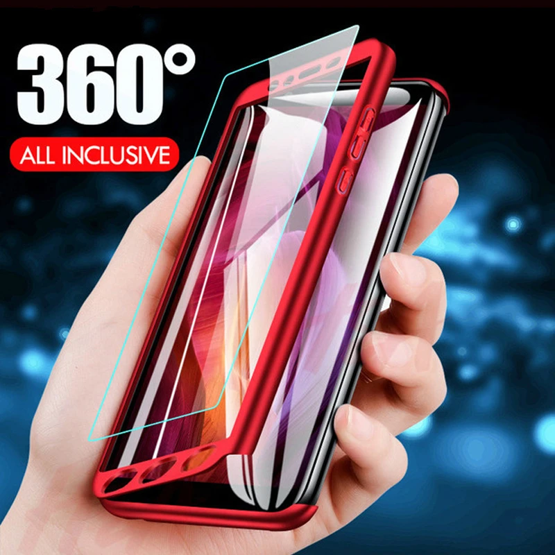 

360 Degree Full Protection Phone Cases For Xiaomi Redmi Note 7 6 5 5A Pro Screen Protector Cover Mi9 Mi8 Lite F1 A2 Lite Glass