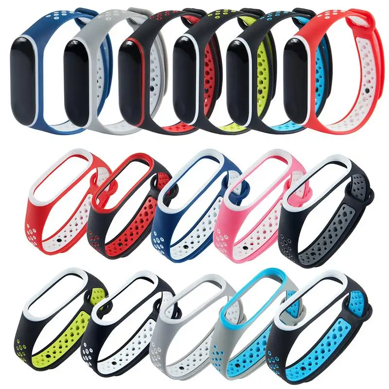 

Dual Color Waterproof Silicone Replacement Wrist Strap Watch Band for Xiaomi Mi Band 3 Smart Bracelet Miband 3 Mi 3