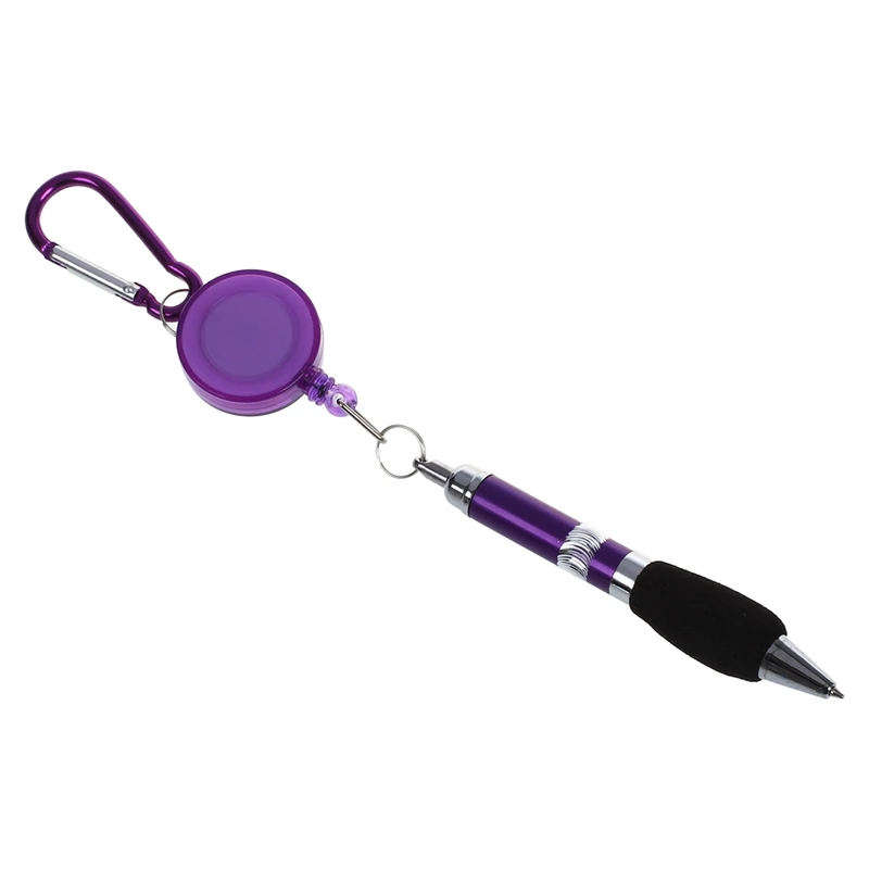 

Purple Retractable Badge Reel Pen Belt Clip & Carabiner kalem ball pen boligrafo papeleria y oficina plumas para escribir#8