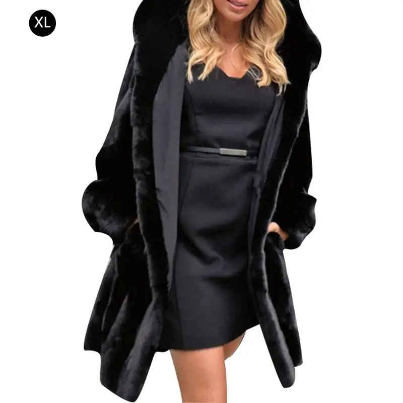 Winter Discount Winter Faux Fur Cotton Coat Women's Midi Length Fit