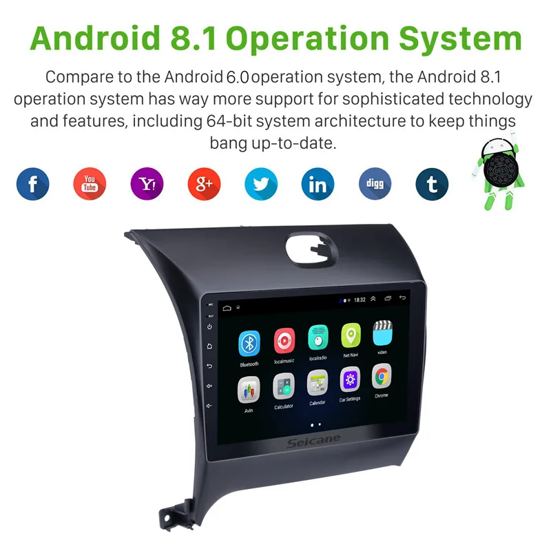 

Seicane Car 2Din Navi Android 8.1 Multimedia Player For KIA K3 CERATO FORTE 2013 2014 2015 2016 GPS Support Wifi SWC Mirror Link