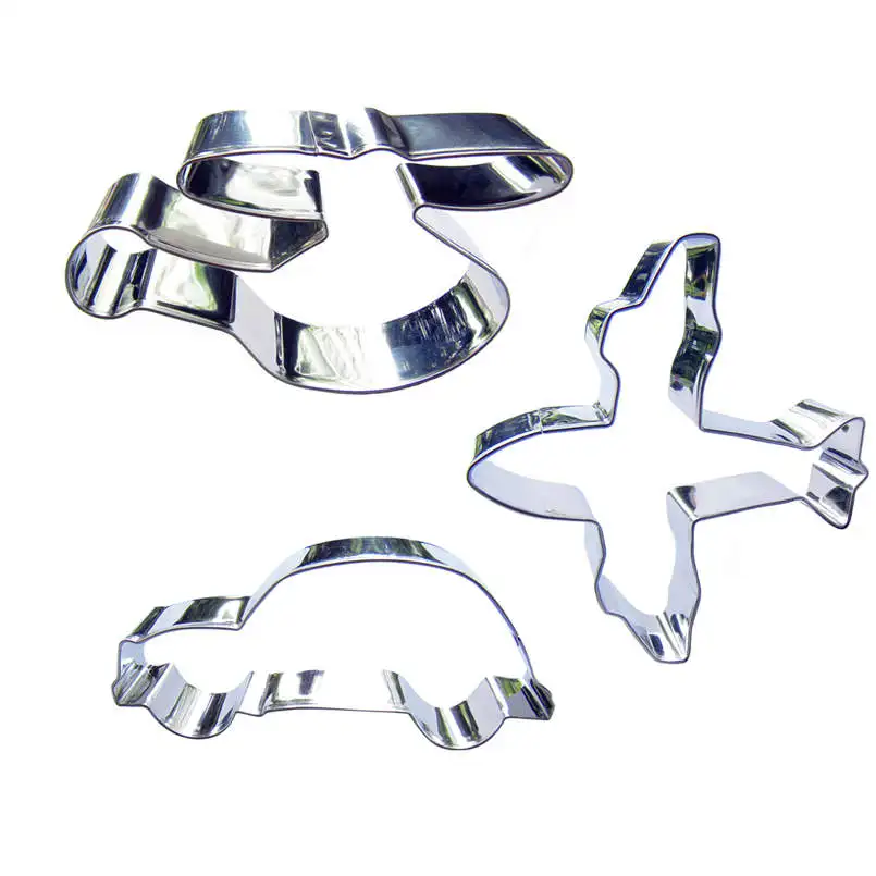 

Helicopter, Light Fighter, Classic Car shaped 3 piece biscuit cutting molds, baking tools, cake decorating soft candy tools