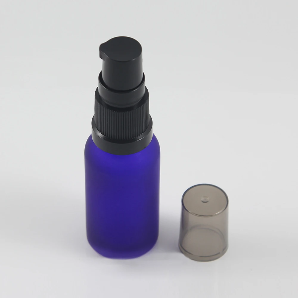 

Luxury matte oil glass bottle lotion pump 20ml portable cosmetic serum container with plastic cap