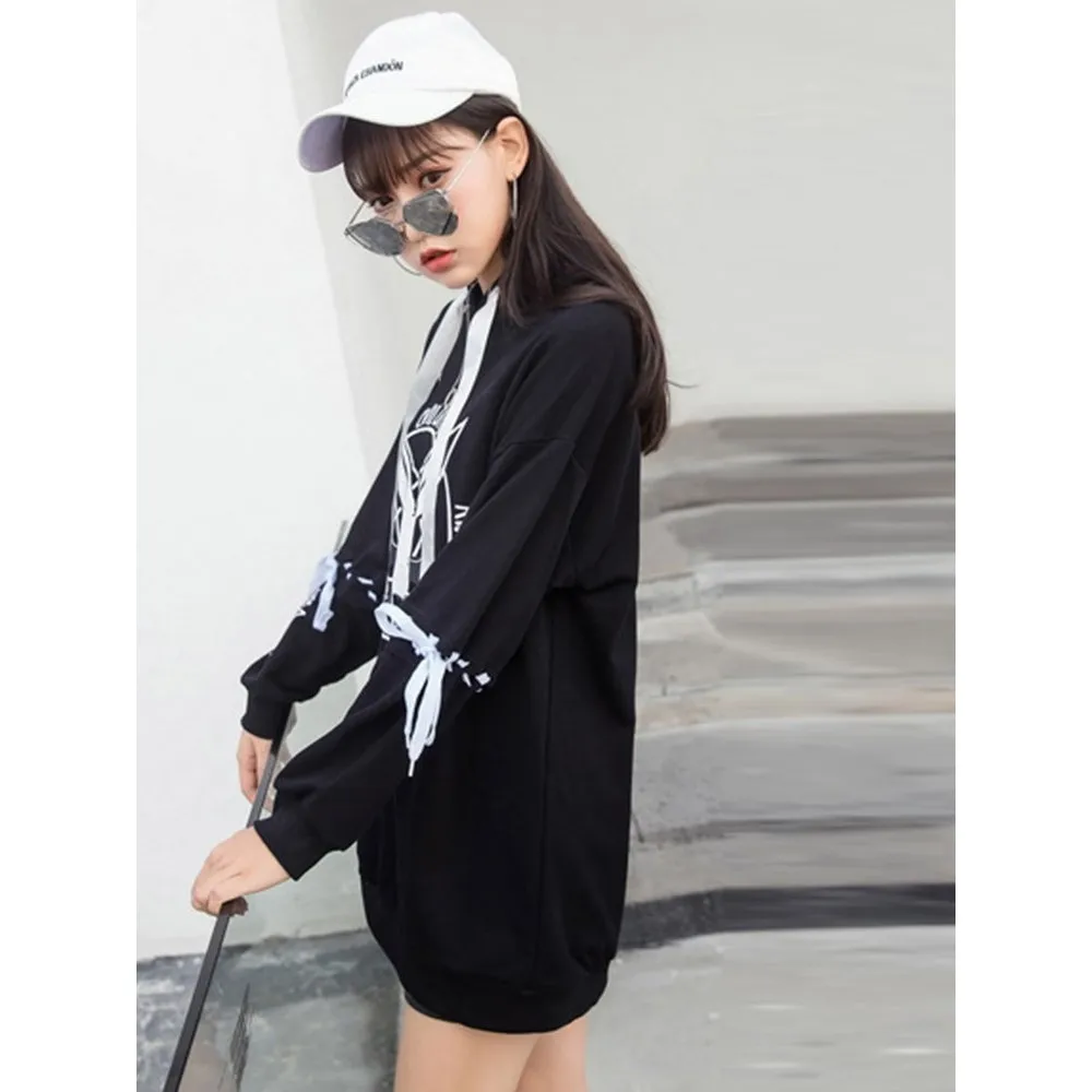 Women Goth Hoodies Casual Hip Hop OL Punk Plus Size Korean Style Loose Hooded Cartoon Print Female Cool Fashion White Sweatshirt Women Goth Hoodies Casual Hip Hop OL Punk Plus Size Korean Style Loose Hooded Cartoon Print Female Cool Fashion White Sweatshirt