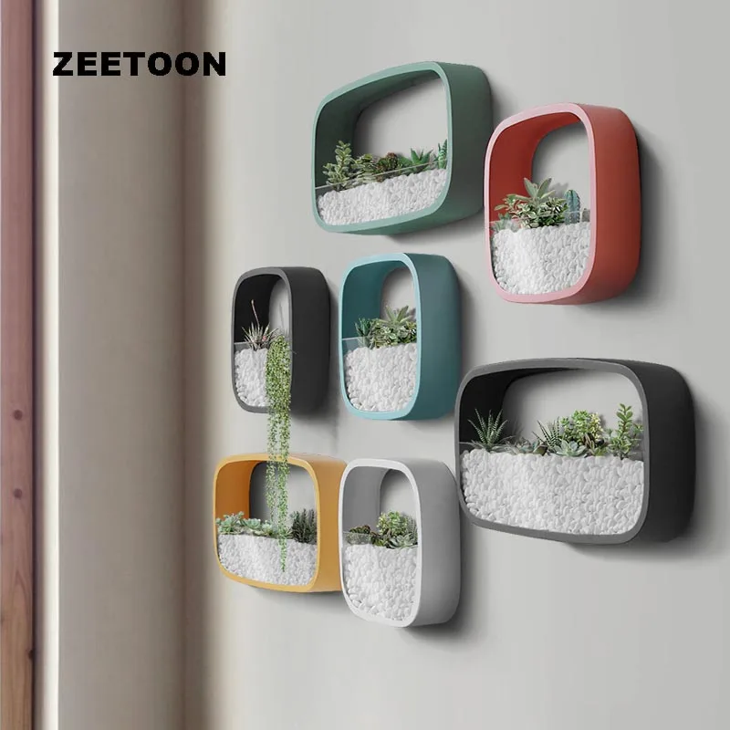

Fashion Home Decoration Crafts Wall Vase Metal Iron Art Solid Color Hanging Bonsai Planter / Artificial Flower Plant Holder Gift