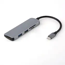 Алюминий 5 в 1 USB-C USB C концентратор type-C до 4 к HDMI 2 порта USB 3,0 концентратор SD/TF кардридер для MacBook Тип C концентратор адаптер