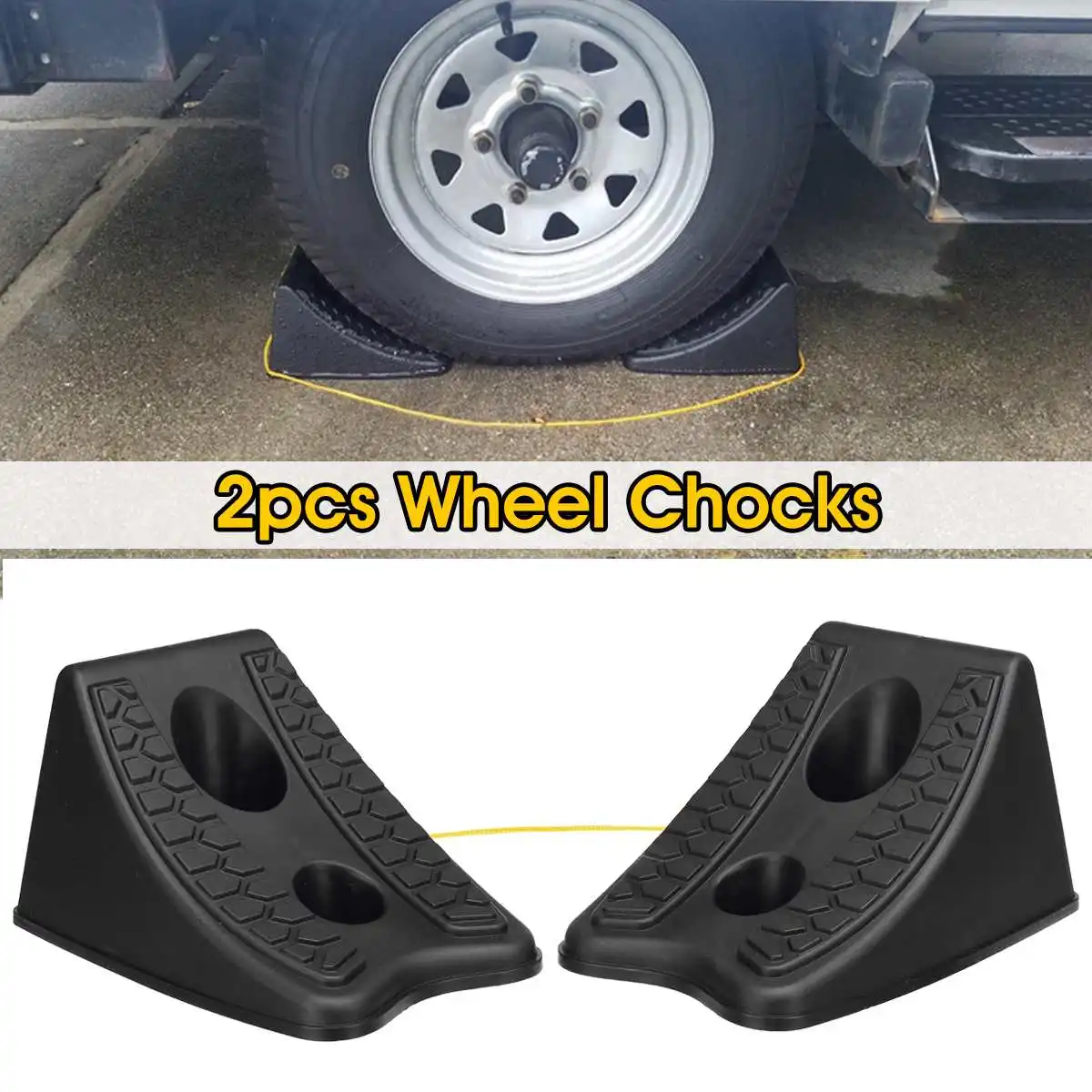 

Pair Car RV Tire Chock Stop Block Wheel Anti-slip Blocks Auto Truck Trailer Universal