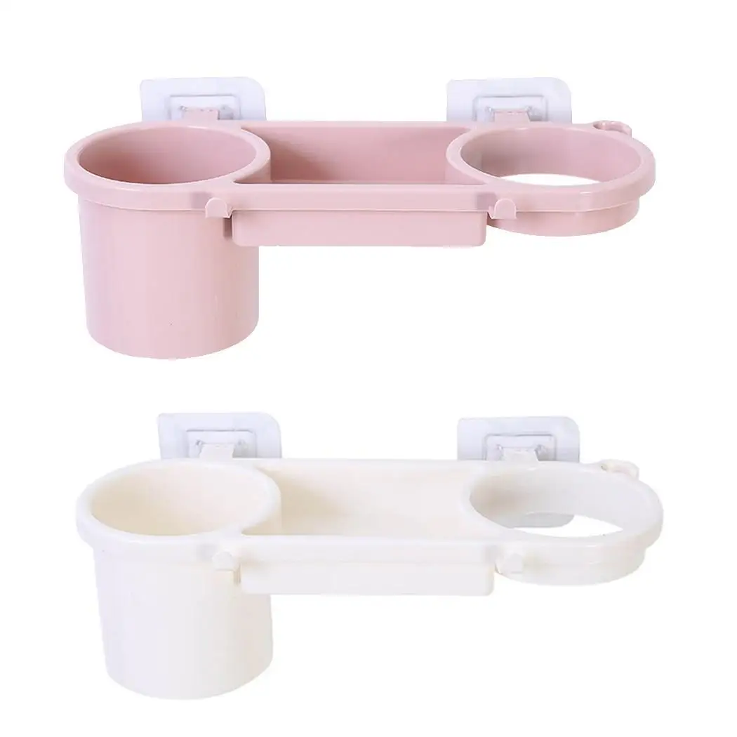 

Practical Wall-Mounted Hair Dryer Holder Bathroom Storage Organizer White, Pink