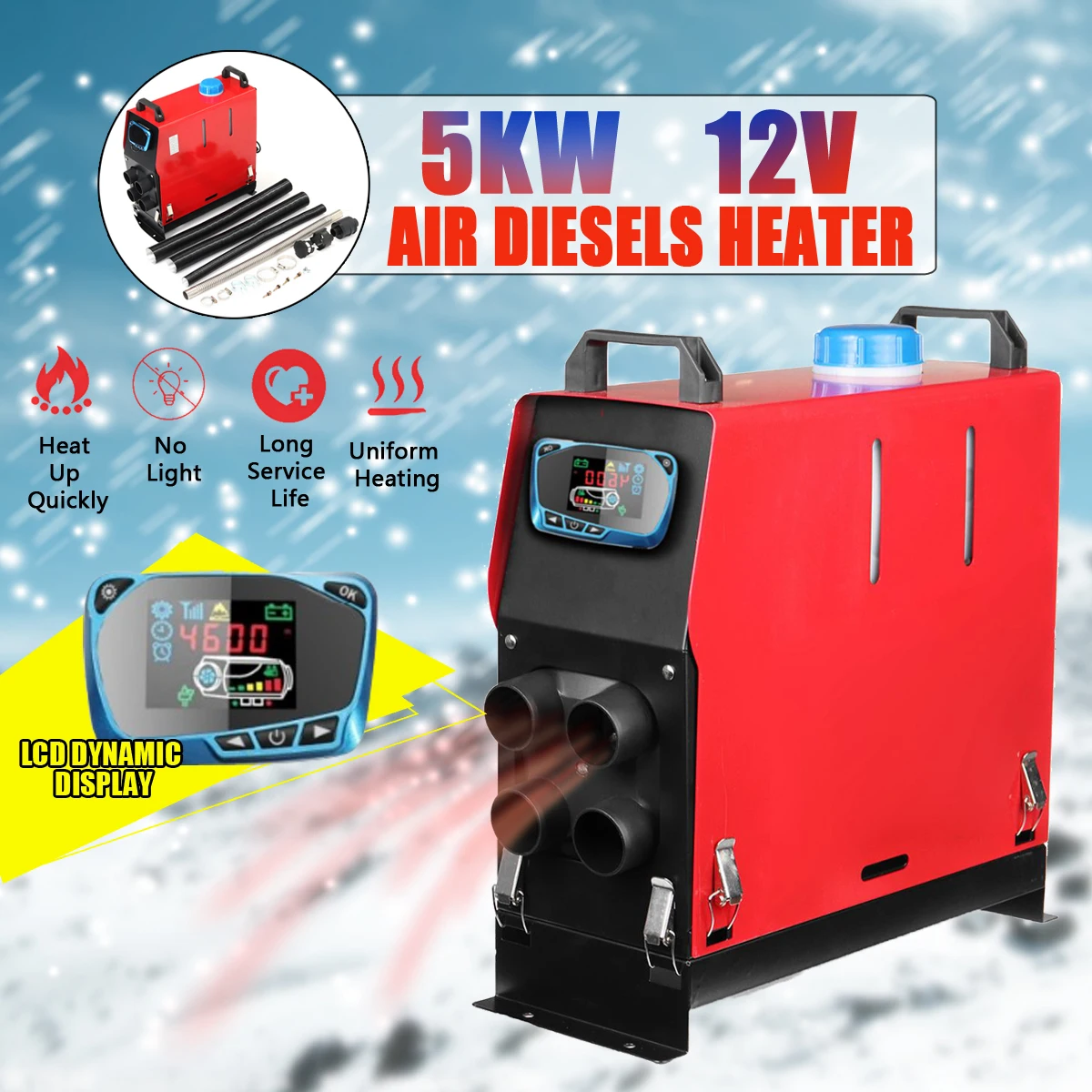 

5000W Air Diesels Heater 5KW 12V Car Heater For Trucks Motor-Homes Boats Bus +Newest LCD key Switch +Silencer