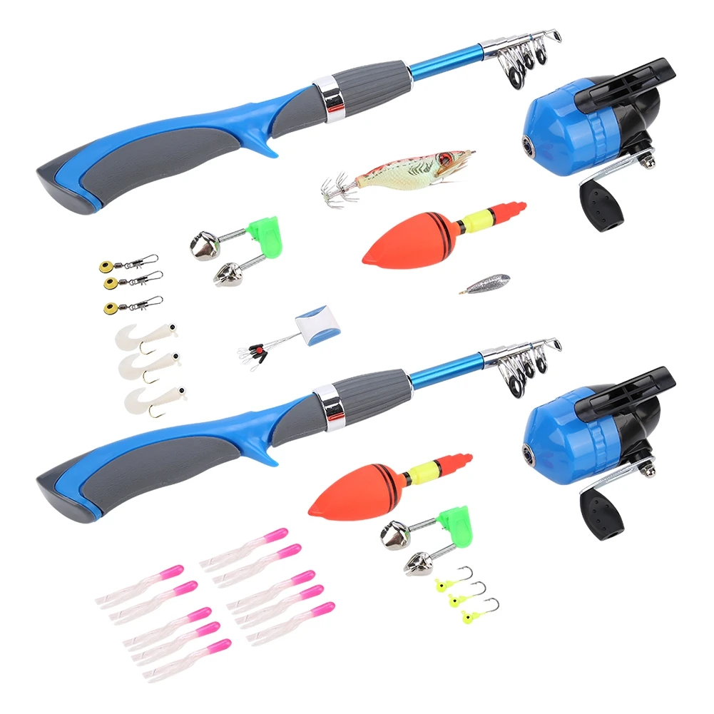 DEUKIO Telescopic Ice Fishing Rod & Reel Set Portable Fish Pole Wheel