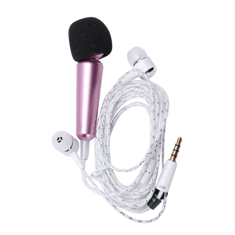 

Portable Headset Microphone Portable 3.5Mm Mini Karaoke Condenser Microphone For Phone Computer Microphone With Earphone