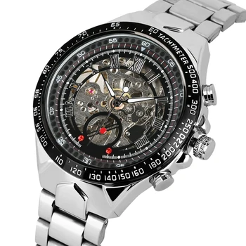 

Automatic-self-winding Mechanical Men's Watch Skeleton Mechanical Watches Stainless Steel Bangle Clock Mens Business Wristwatch