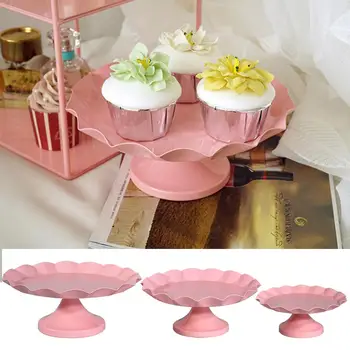 

Cake Plate Wedding Props Iron Cake Round Stand Dessert Snack Rack Tray Table Decoration Pink Cakeware