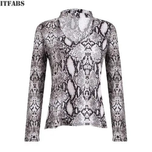 Women V Neck Casual Lace up Long Sleeve Leopard Pullover Tops Blouse Shirt |