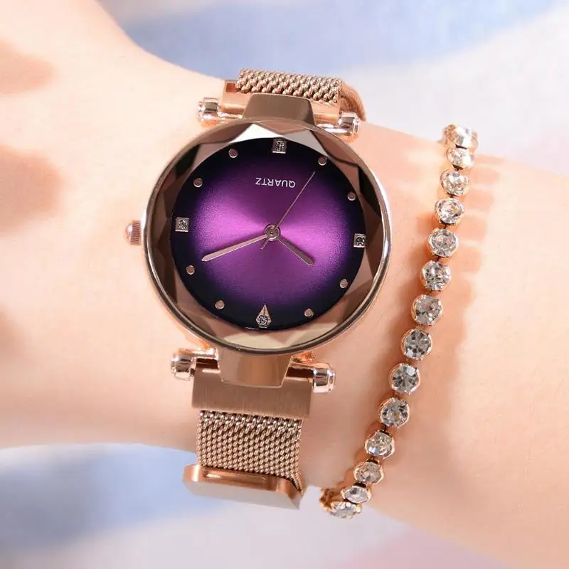 

Simple Stylish Personality Casual Ladies Watch Clock Lady Temperament Quartz Watch Magnet Buckle Women Wristwatch