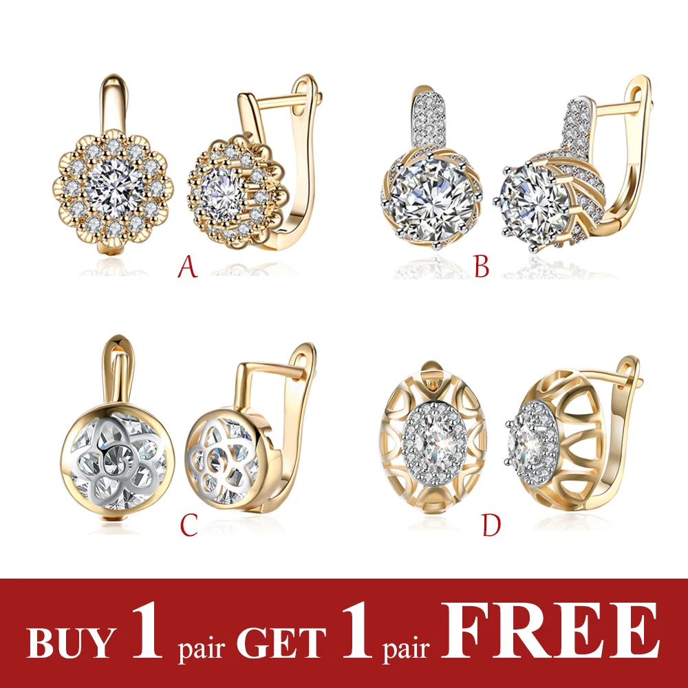 

Champagne Gold Color Hoop Earrings with AAA Cubic Zirconia Bohemia Jewelry with Flower Pattern Earring Love Gift for Girlfriend