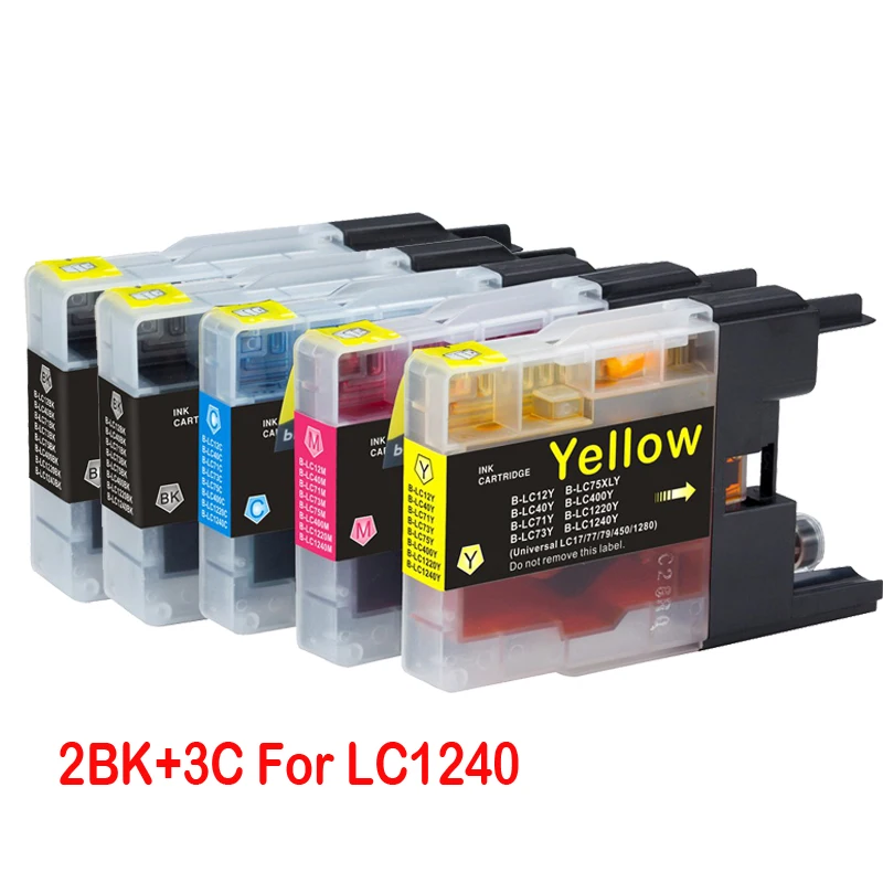 

YOTAT 2BK+3C Ink cartridge LC12 LC40 LC71 LC73 LC75 LC1220 LC1240 LC1280 for Brother MFC-J5910CDW MFC-J6710CD MFC-J6910CDW