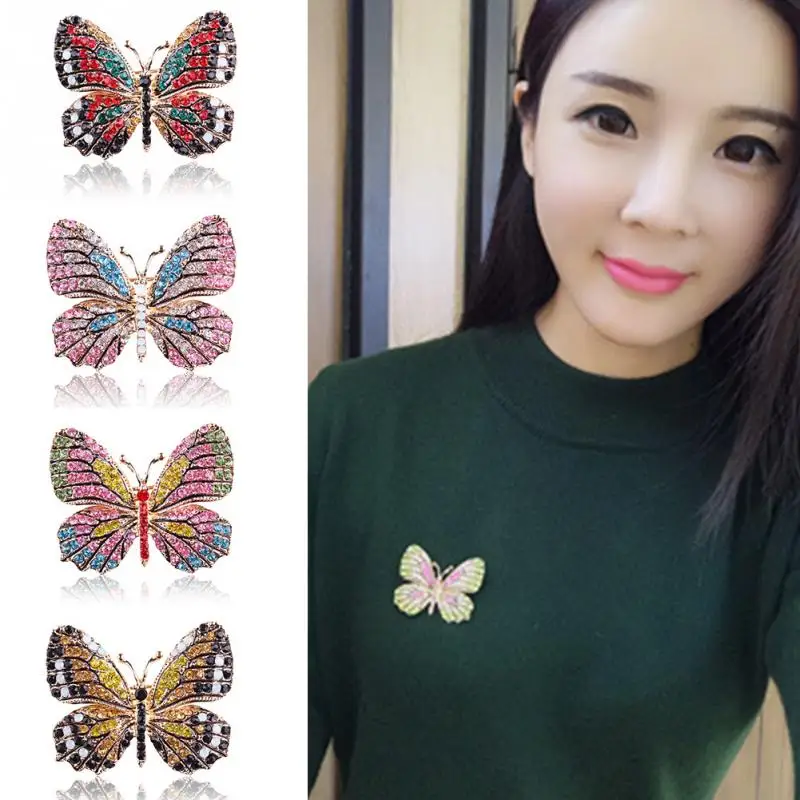 

1pc Women Alloy Crystal Brooch Christmas Gift Butterfly Rhinestone Jewelry