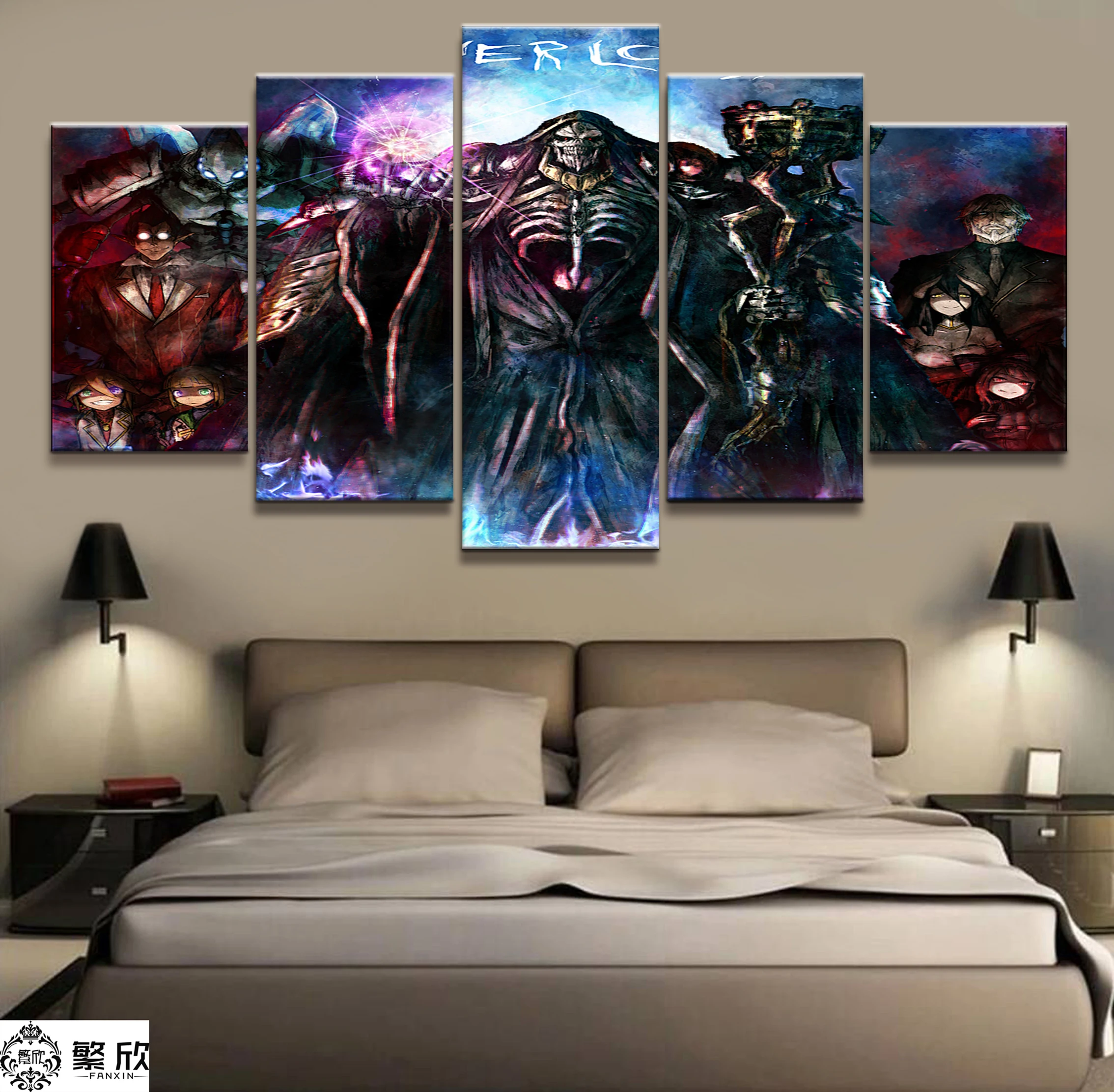 

Home Decor Modular Canvas Picture 5 Piece Overlord Ainz Ooal Gown Animation Poster Wall For Home Canvas Painting Wholesale