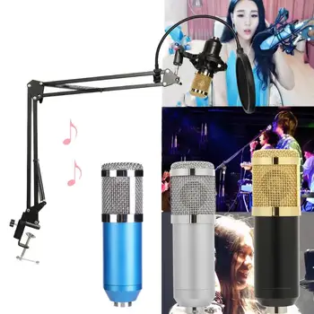 

Computer Condenser Audio 3.5mm Wired BM 800 Studio Microphone Vocal Recording KTV Karaoke Mic with Microfone Stand Holder Mount