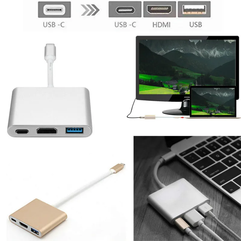 

TypeC to USB 3.0HDMI Converter Line Charger Adapter for Apple Macbook Chromebook