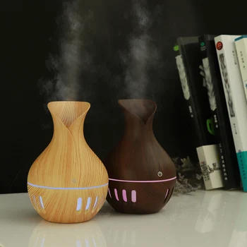 

USB Humidifier Aroma Oil Diffuser Wood Grain Air Humidifier Mini Cool Mist Maker With 7 Color LED Lights