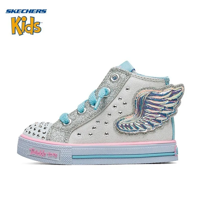 

SKECHERS Skye Strange Girl Shoe Circle Head High Help Casual Shoes Wing Flash Light Canvas Shoe 10758L