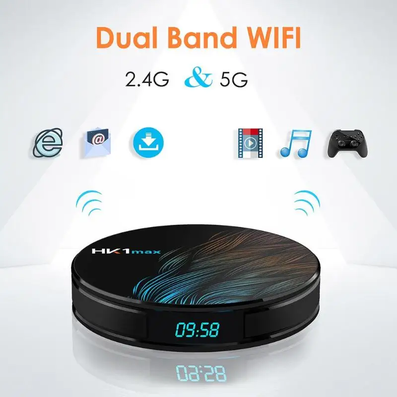 

HK1 MAX WiFi Android 9.0 TV Box 4G+32G RK3328 Quad Core 2.4G/5G WiFi HDMI 4K 3D H.265 Set-top Box Media Player