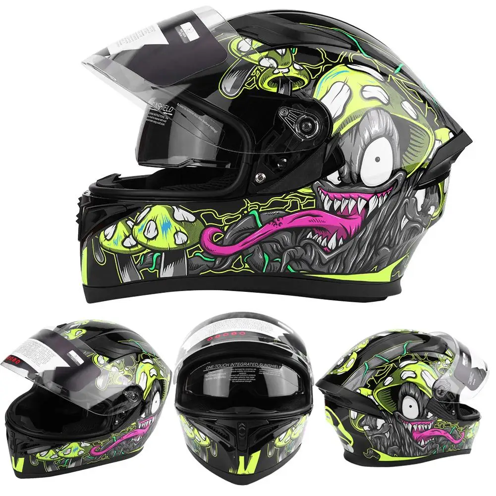 

Universal Motorcycle Helmet Adult Full Face Motorcycle Bike Safety ABS Half Helmet Double Lens Anti-fog UV400 protective NEW