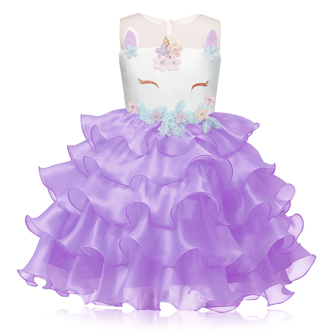 

AmzBarley Rainbow Unicorn Dress For Little Girl Pageant Princess Tutu Dresses Tulle Birthday Party Fancy Outfits Ball Gown