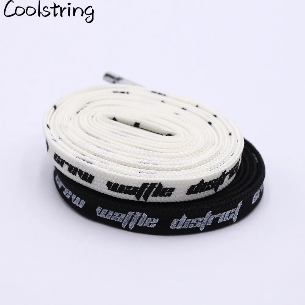 Coolstring Double-sided Screen Printing Waffle District Crew Laces Beige Black Authentic Sports Shoelace Clothing Accessories