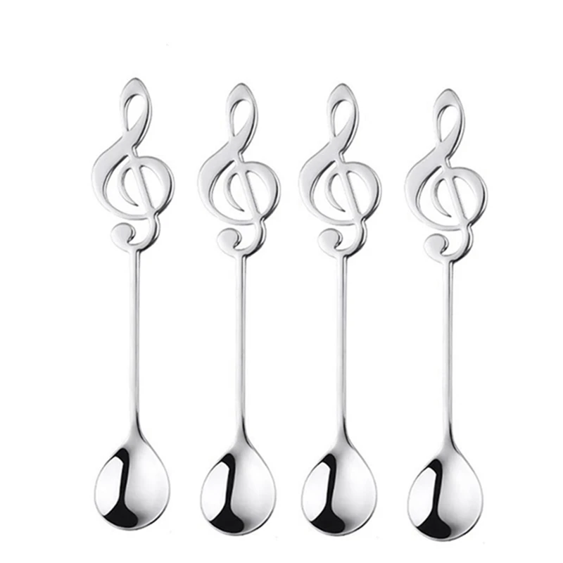 

Practical Boutique Cute Note Spoon, Stainless Steel Coffee Spoon, Dessert Tea Appetizer Cake Ice Cream Sugar Spoon 4pcs