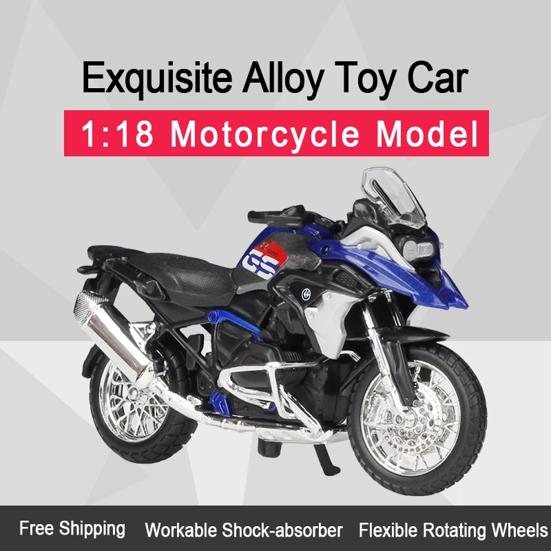 

MAISTO 1:18 R1200GS 2017 Alloy Diecast Motorcycle Model Workable Shork-Absorber Toy For Children Gifts Toy Collection