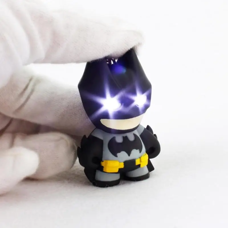 

Cartoon Animal Keychain Superhero Batman Design LED Keychain Flashlight Sound Pendant Figure Keyrings Gift