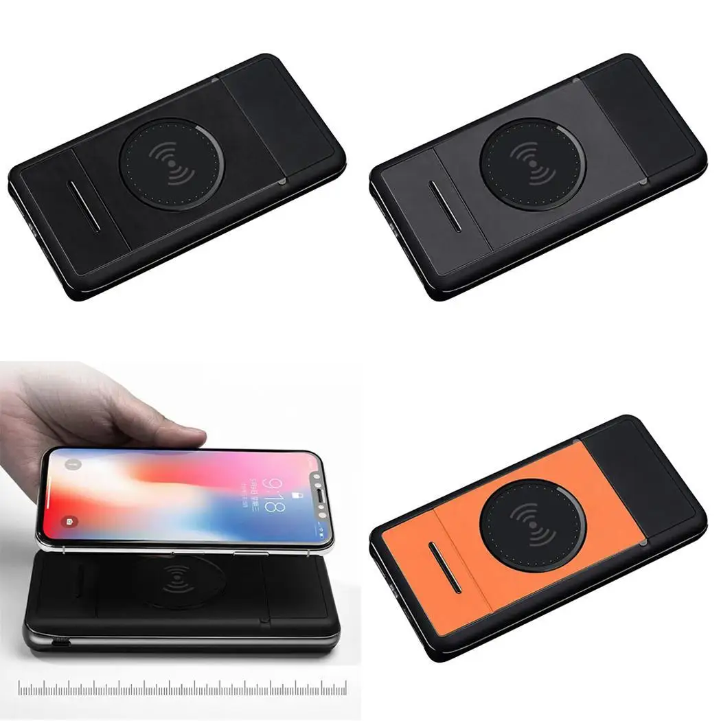 Qi Беспроводное зарядное устройство power Bank цифровой дисплей черный оранжевый