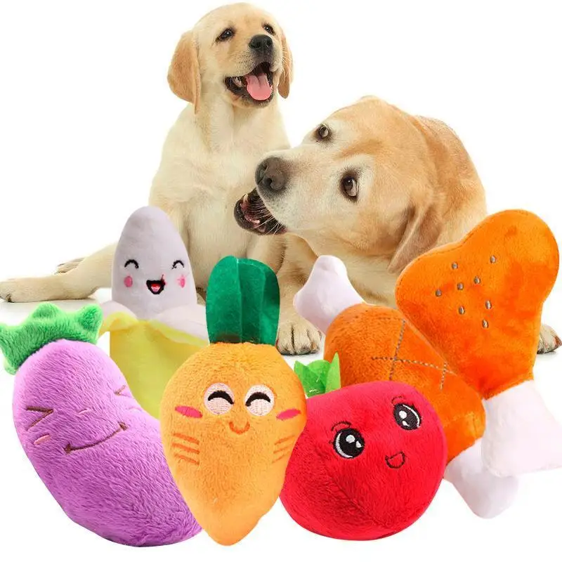 Cute Pet Dog Toy Chew Squeaker Toy Puppy Chew Squeaky Plush Sound Vegetable Chicken Leg Toys