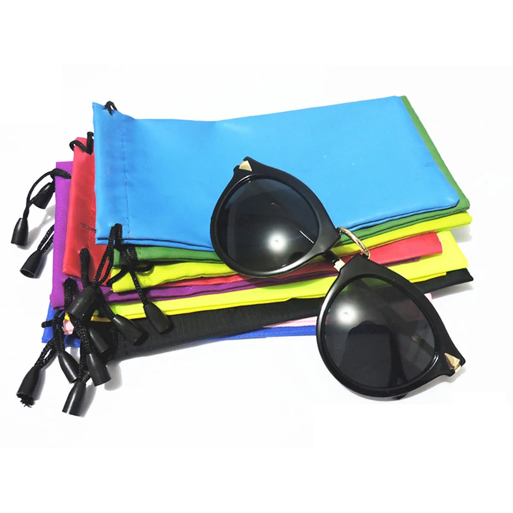 

10 Pcs Sunglasses Cloth Case, Glasses Storage Bag Pouch, Microfiber Drawstring Cleaning Storage Bag Case(Color Random)