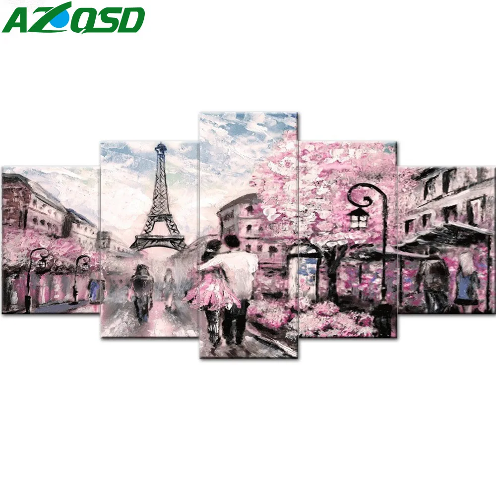 

AZQSD Diamond Painting Scenic Rhinestones Pictures Multi-picture Combination Home Decor Diamond Embroidery Landscape 5pcs/set