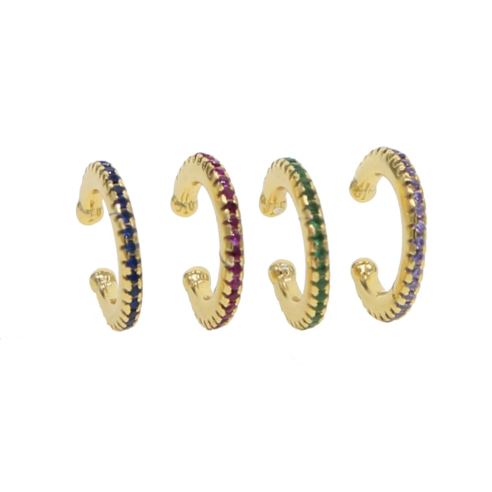

8 color extra thicker cz circle band clip earring cuff earrings for girl women stacking no piercing jewelry 925 sterling silver