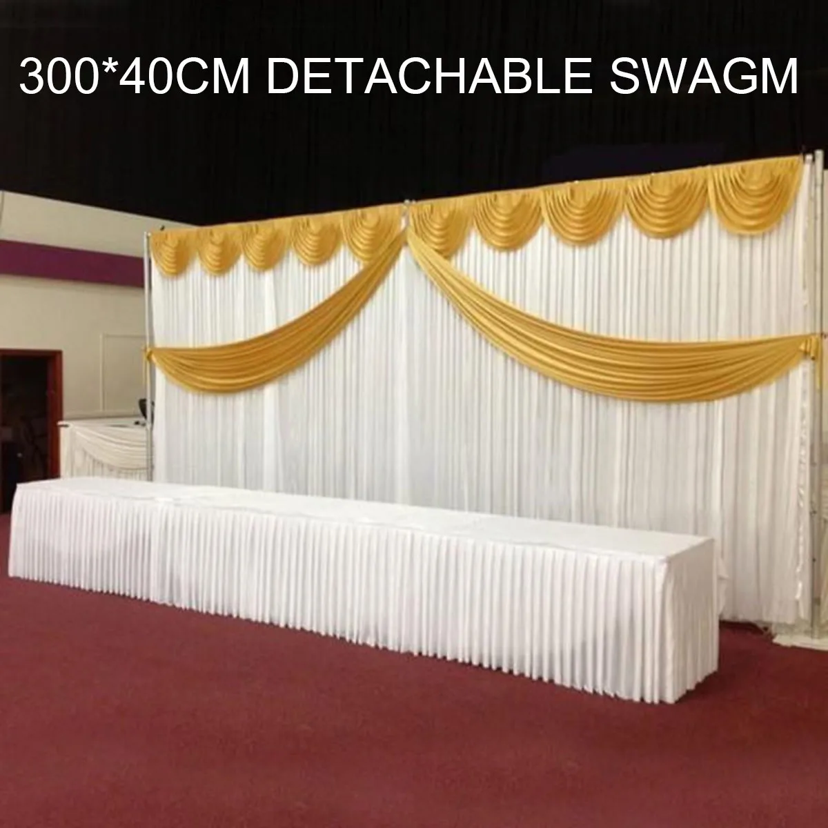 

Gold Ice Silk Satin Swag Wedding Backdrop Party Curtain Stage Wedding Decoration Festive Events Party Supplies Detachable