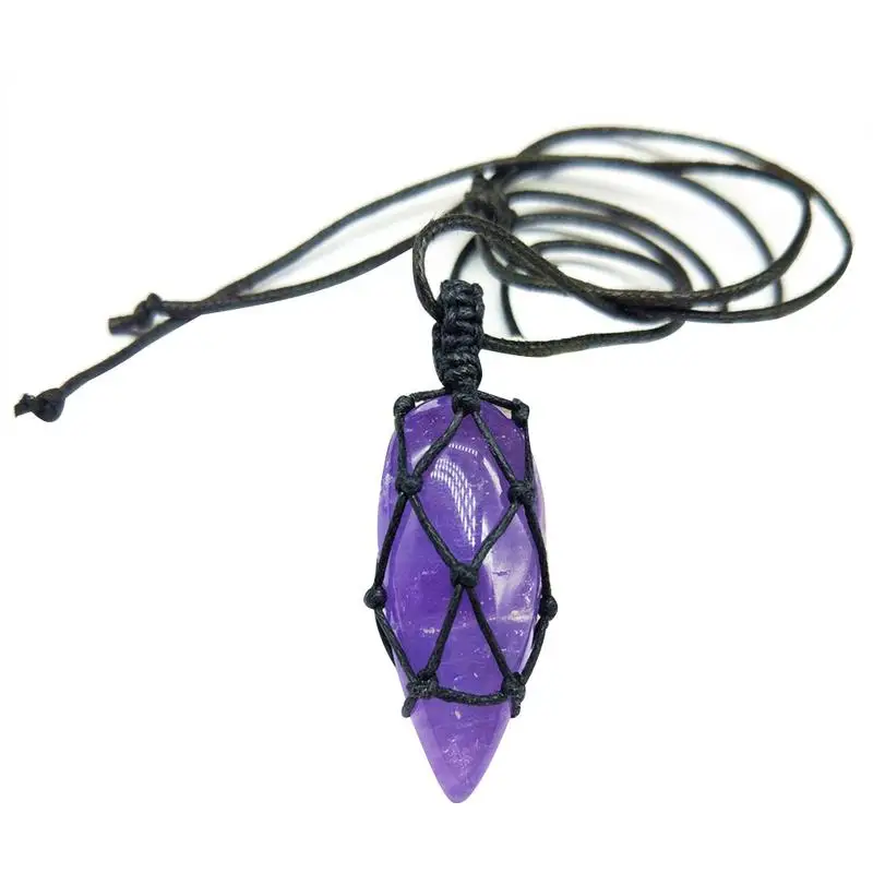 

1pcs 100% Natural Purple Drop Amethyst Quartz Crystal Pendant Vintage Healing Gemstone Wand Wholesale