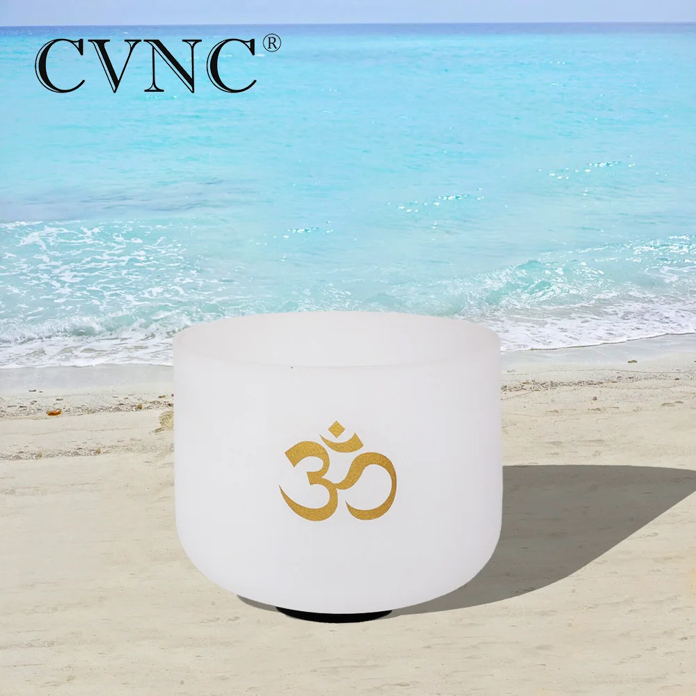 

CVNC 8" Note C Root Chakra Frosted Quartz Crystal Singing Bowl with OM design