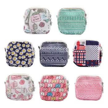 

Cartoon Sanitary Napkin Organizer Innovative Cute Portable Women Wallet Canvas Coin Purse Holder With Zipper Traveling Pouch