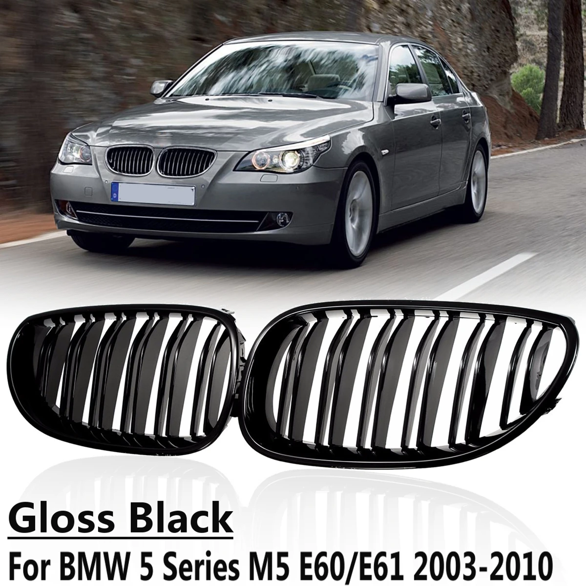 Gloss Black / Diamond Stijl Auto Voorkant Sport Nier Roosters Grill