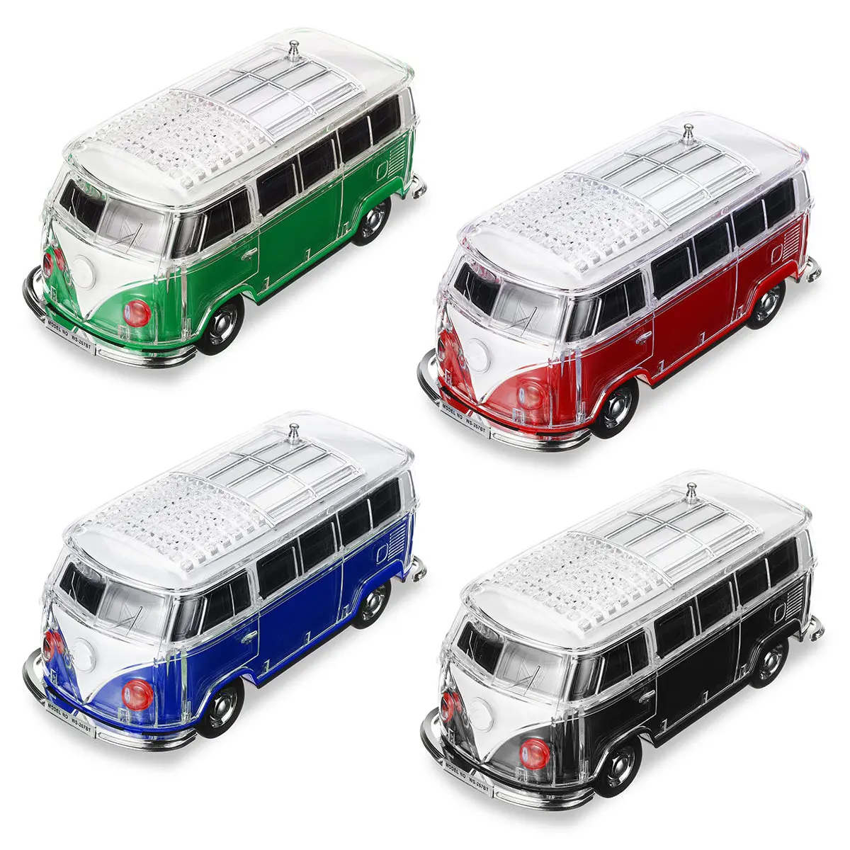 

Car Shape bluetooth Speaker WS-267BT Colorful Mini Crystal Car Speaker Bus Model Speaker MP3+U disk+TF+FM Radio+LED Sound Box