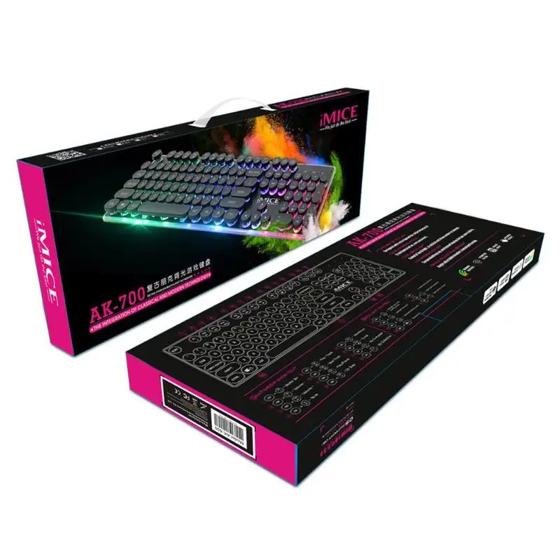 

iMICE AK-700 Wired USB Keyboard Desktop Gaming Keyboard 104Keys Backlit LED Mechanical Felling Retro Punk Laptop Gamer Keyboard