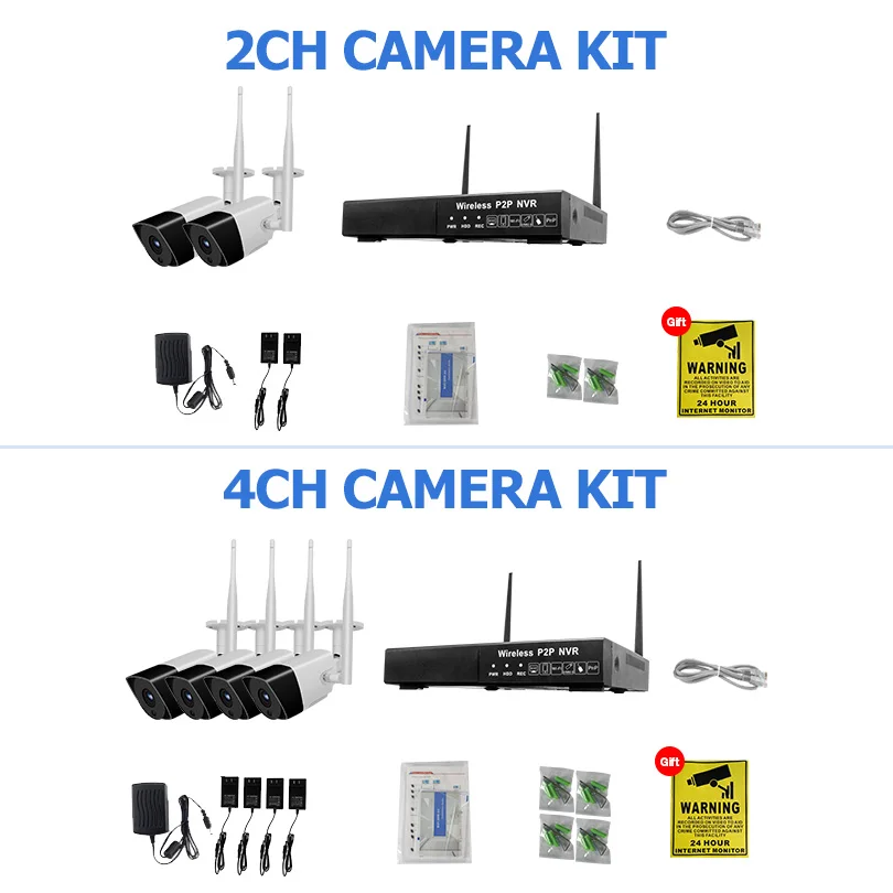 Wetrans камера безопасности 1080P Аудио HD CCTV Wifi камера NVR комплект видеонаблюдения беспроводной открытый водонепроницаемый 4CH 2CH