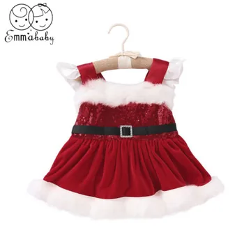 

2019 Brand New Christmas Newborn Baby Girls Princess Sequin Fluffy Party Romper Dress Costume