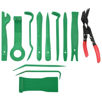 

12Pcs Mixed Auto Fastener Auto Car Fastener Bumper Clips Plier Interior Trim Radio Stereo Dashboard Removal Hand Tool