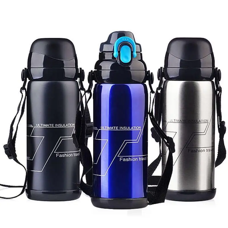 Stainless Steel Outdoor Vacuum Flask Cup Sports Water Bottle Creative Gift Large Capacity Insulation Pot With Rope | Дом и сад